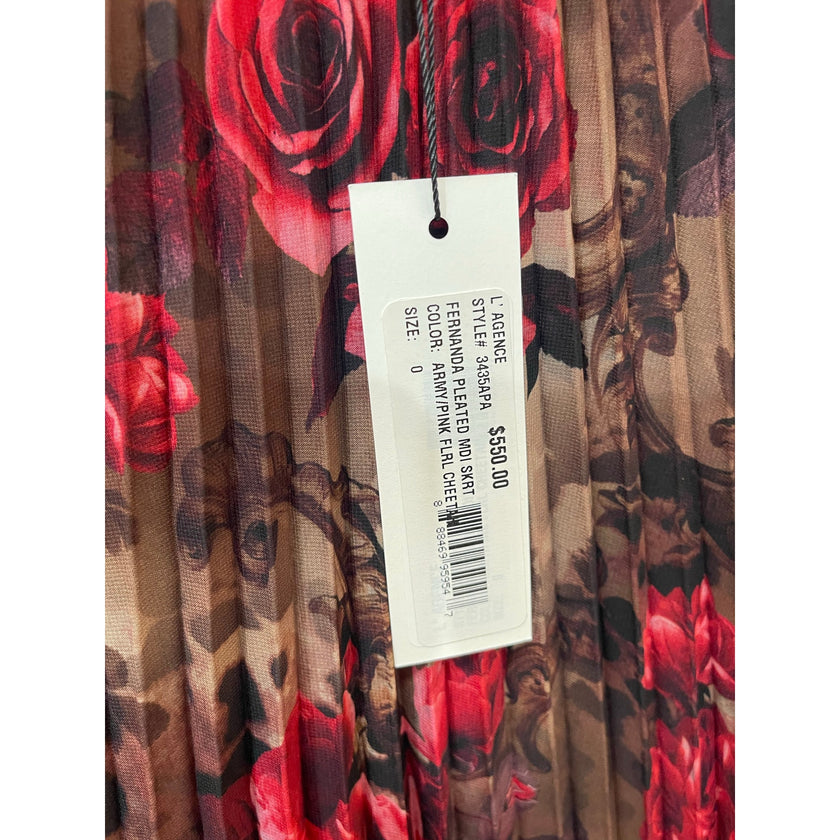 L'Agence Fernanda Pleated Midi Skirt NWT Size 0