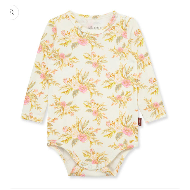 MILKBARN Vintage Floral Bamboo Stretch Long Sleeve One Piece NWT size 12-18 Months