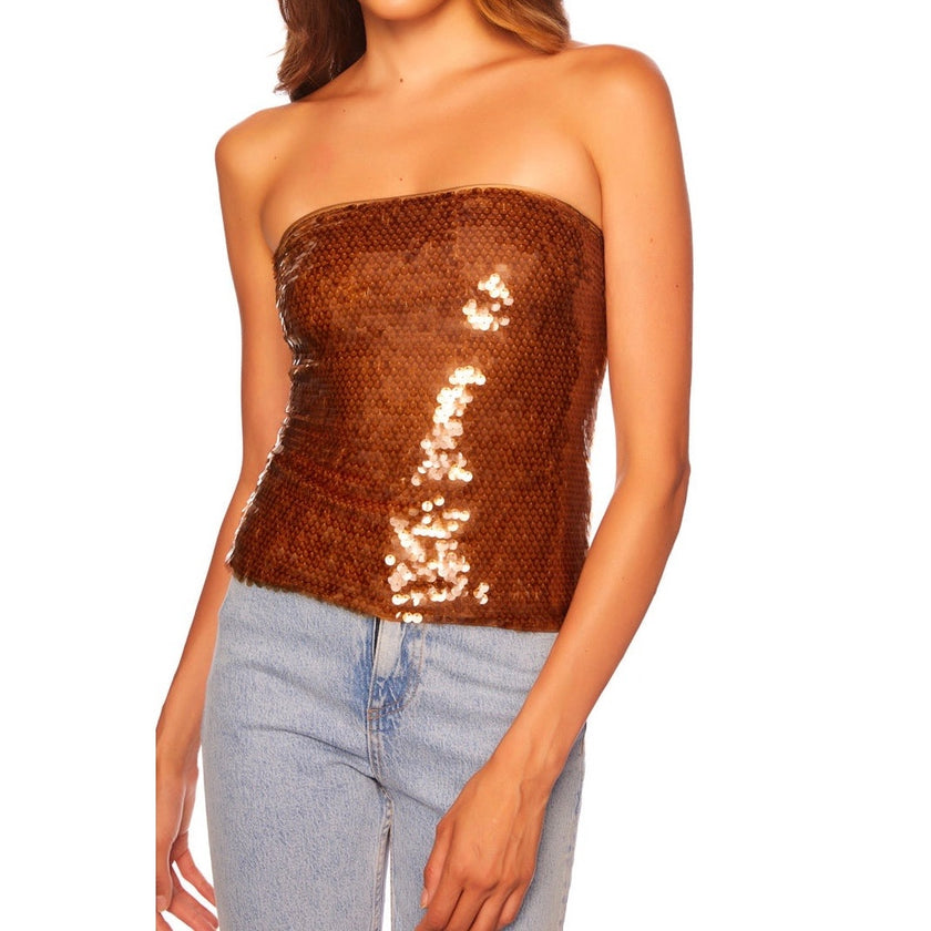 Susana Monaco sheer sequin tube top, size XS, photo 1