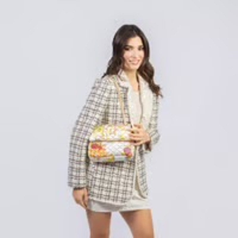 Minime Paris, White Tweed Embellished Collar Blazer