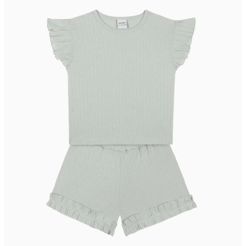 Antebies Mint Jacquard Ruffle Short Set, NWT, Multiple Sizes