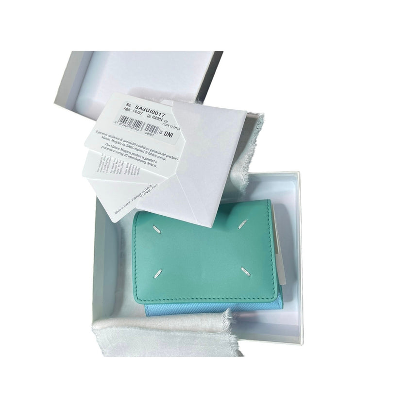 Maison Margiela Blue + Green Four Stitches Wallet NWT