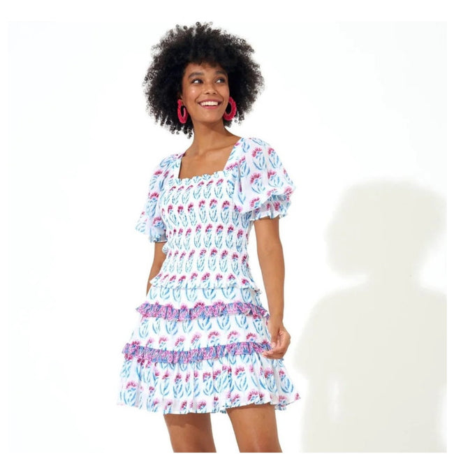 Oliphant Smocked Top, Poppy Blue, NWT