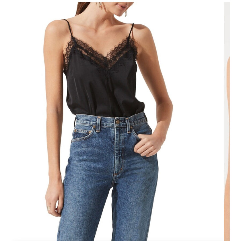 Astr the Label, Lace Trim Camisole Bodysuit, NWT, Size: M