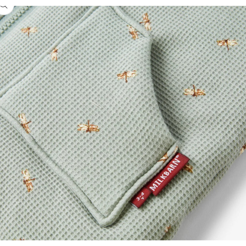 MILKBARN Fox and Dragonfly Reversible Waffle Knit Hooded Jacket NWT 18-24 Months