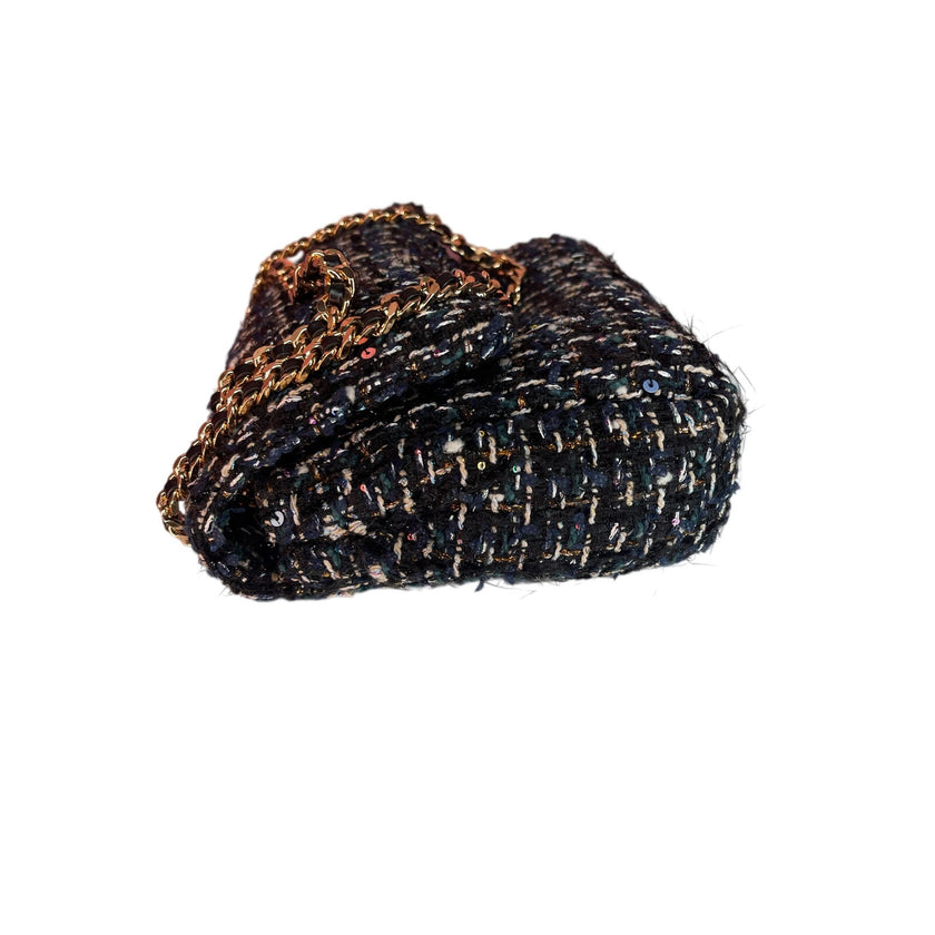 Minime Paris Navy/Gold Tweed XS Sac NWOT