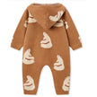 Milkbarn Honey Bear Knitted Birdseye Jacquard Hooded Jumpsuit, 12-18 months