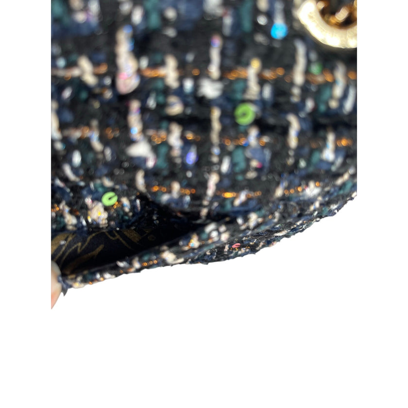 Minime Paris Navy/Gold Tweed XS Sac NWOT