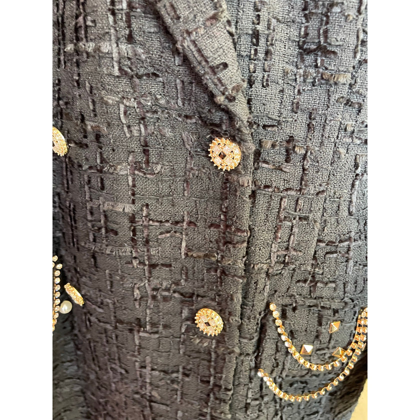 Minime Paris Tweed Oversized Double Breasted Blazer NWOT Large