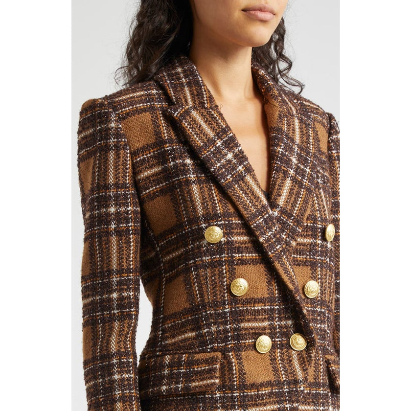 L’AGENCE Kenzie Plaid Tweed Double Breasted Blazer – Size 10– NWT