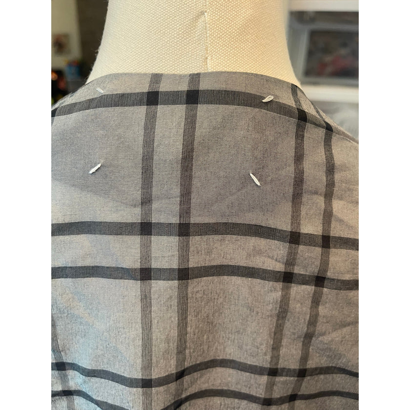 Maison Margiela Plaid/Velvet Midi Dress, Size 40 NWT