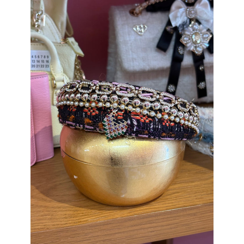 Minime Paris Handmade 3 Row Tweed Headband