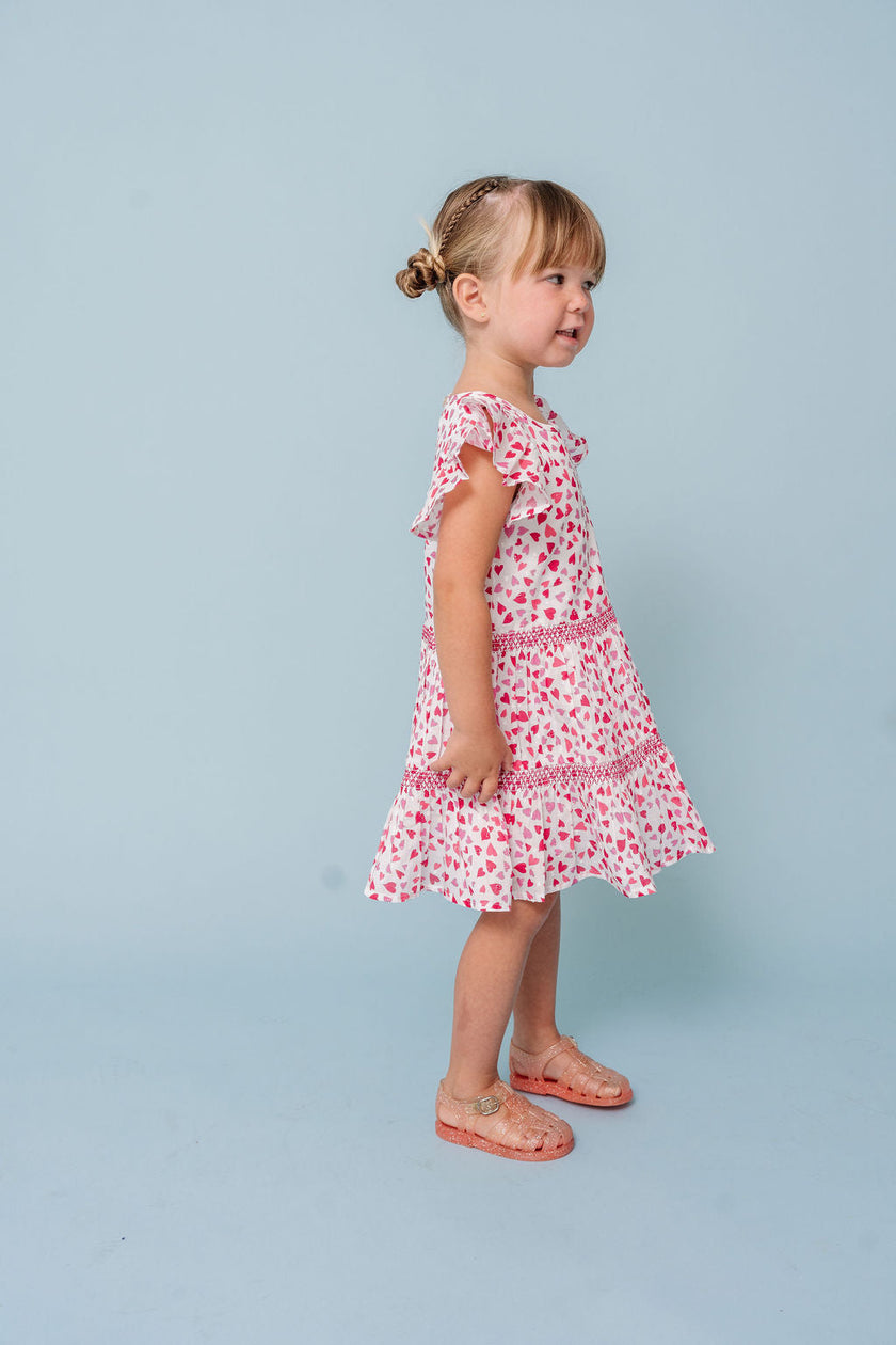Alto Modas Hearts Print Twirl Dress - Girls' dress