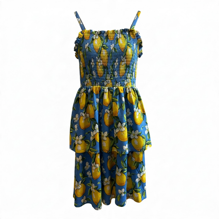 Rock Your Baby/Kid, Limonata Sun Dress, Lemons Smocked Tiered Dress, NWT