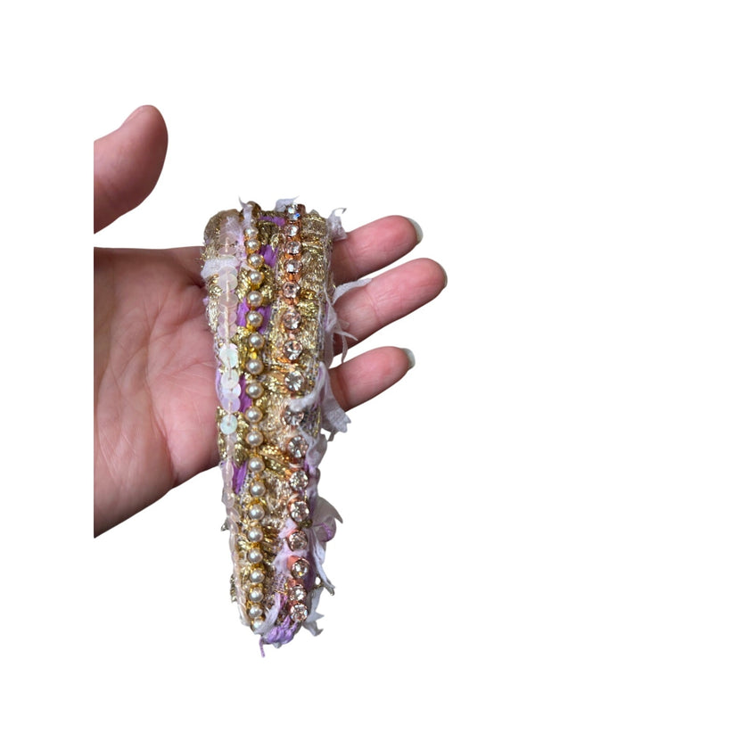 Minime Handmade Tweed Headband 3 Rows Light Purple