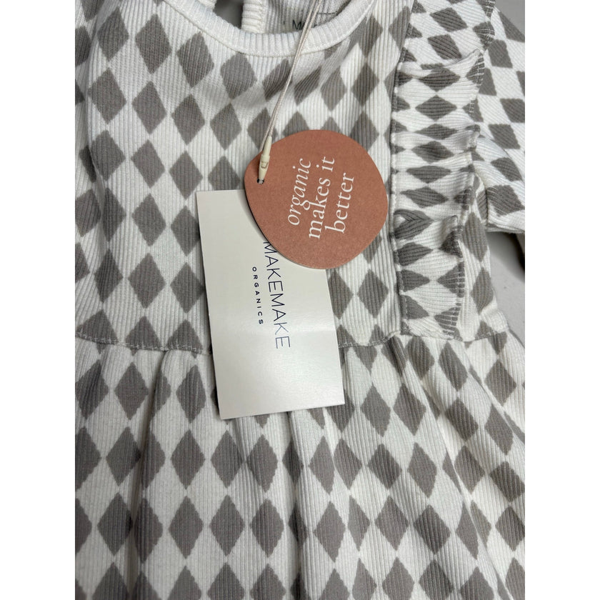 MakeMake Organics, Organic Long Sleeve Ruffle Dress, NWT, 2T