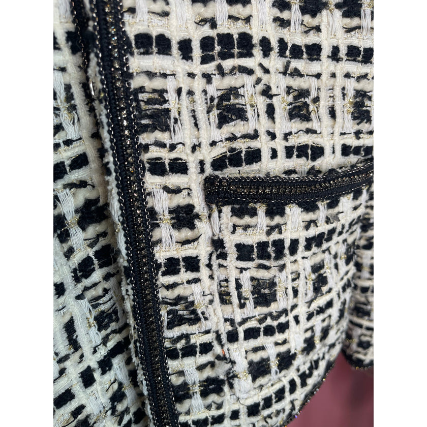 Minime Paris, Black and White Cropped Tweed Blazer NWOT Medium