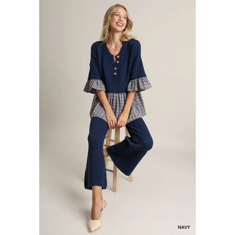 Umgee Navy Knit Pants