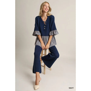 Umgee Navy Knit Pants