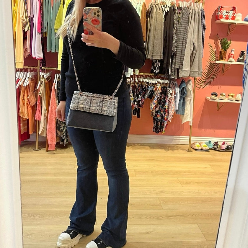 Minime Paris Tweed and Denim Medium Sac NWOT