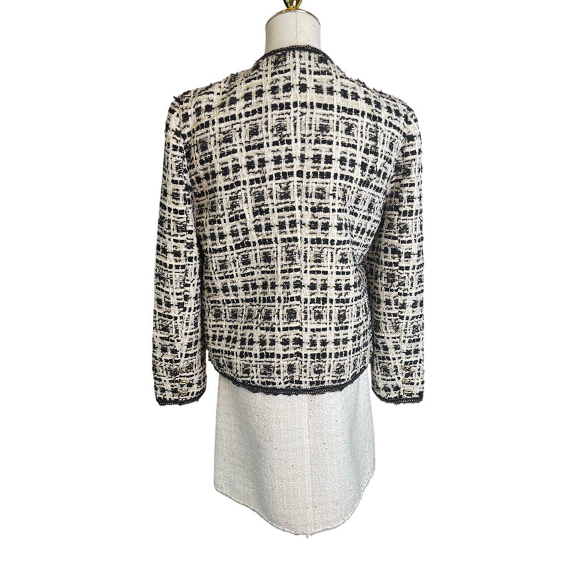 Minime Paris, Black and White Cropped Tweed Blazer NWOT Medium