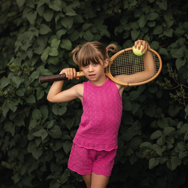 Antebies, Pink Jacquard Knit Shorts Set