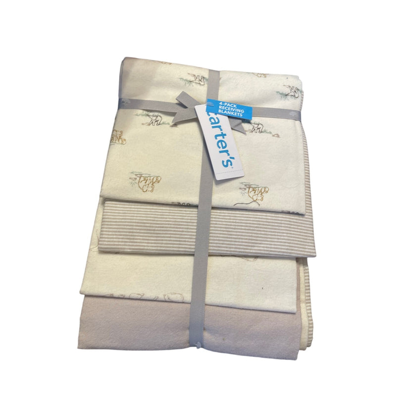 Carter’s 4 Pack Receiving Blankets NWT Cream/Grey