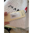 MARNI Knit White Bucket Hat w/ Red Marni Embroidery and Rose