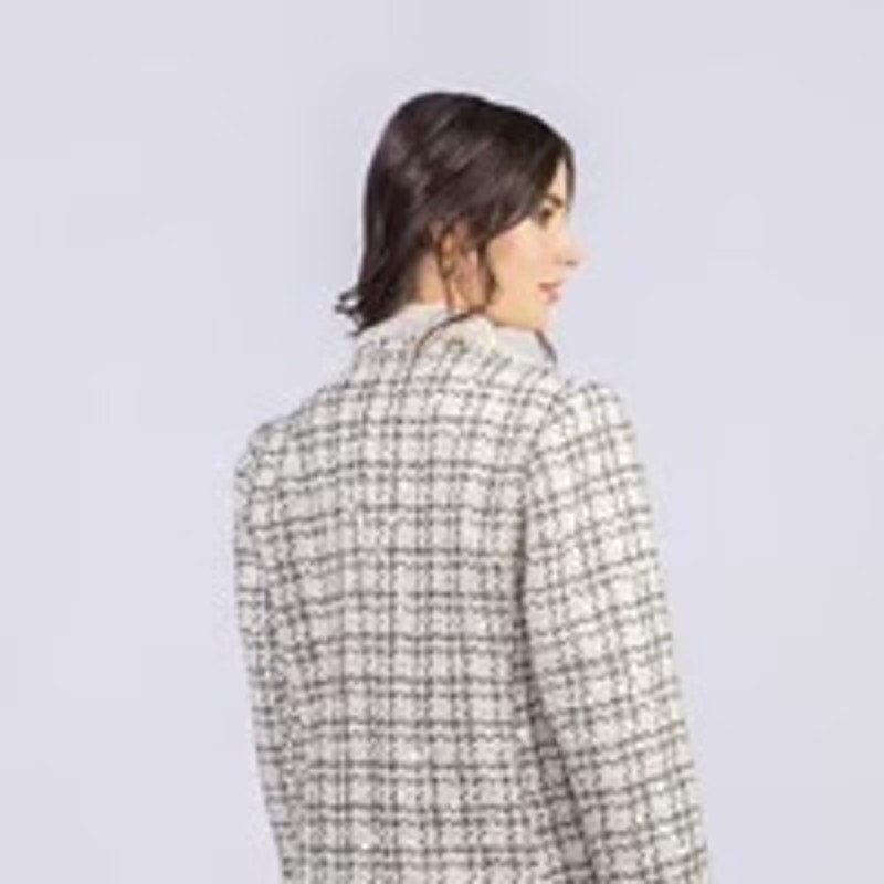 Minime Paris, White Tweed Embellished Collar Blazer