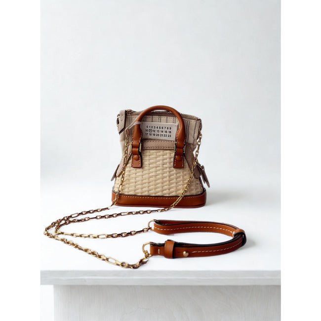 Maison Margiela 5AC Classique Baby Top Handle Bag NWT Raffia Beige