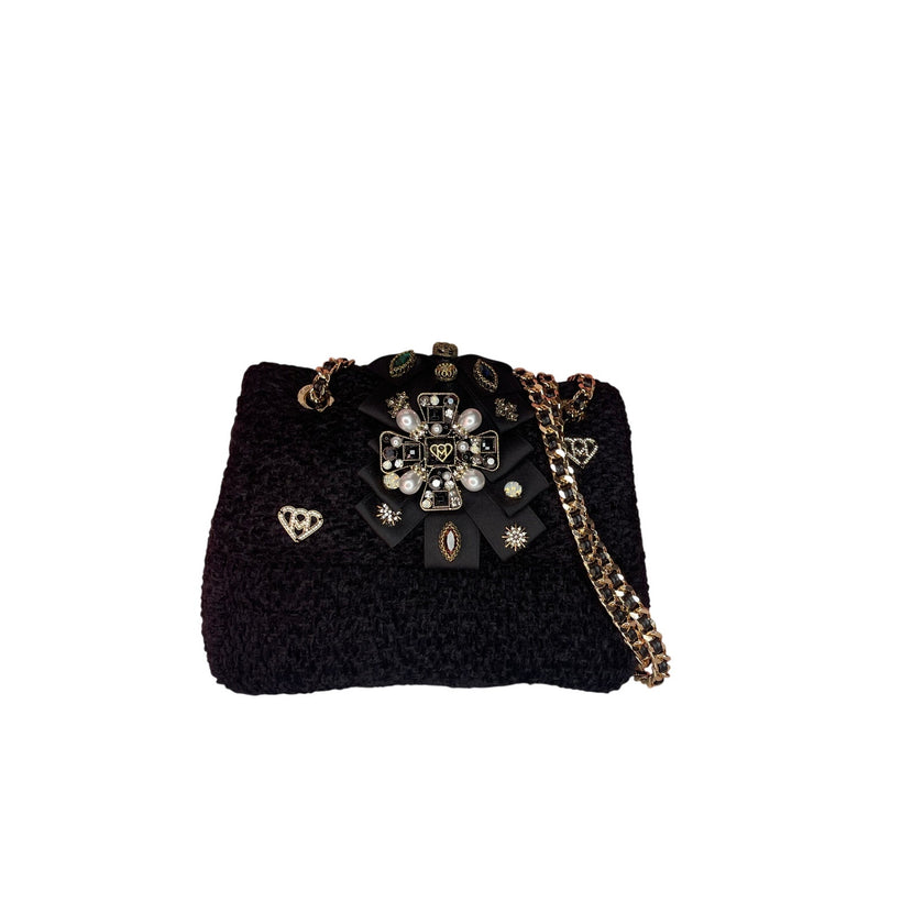 Minime Paris XS Soft Structured Bag, Black Tweed, NWT