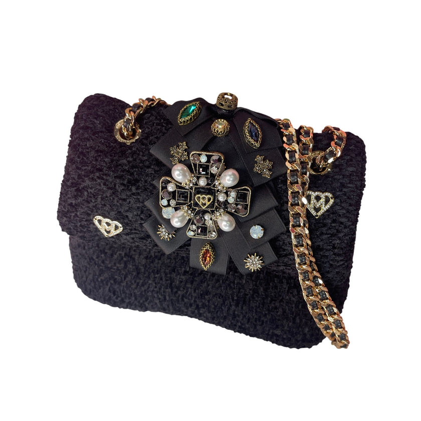 Minime Paris XS Soft Structured Bag, Black Tweed, NWT