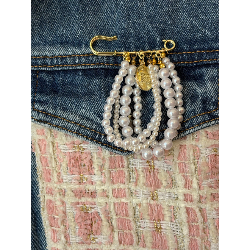 Minime Paris, Denim and Pink Tweed Jacket NWOT Med