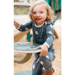 Milkbarn Luxe Stretch Ruffle Long Sleeve One Piece, Penguin