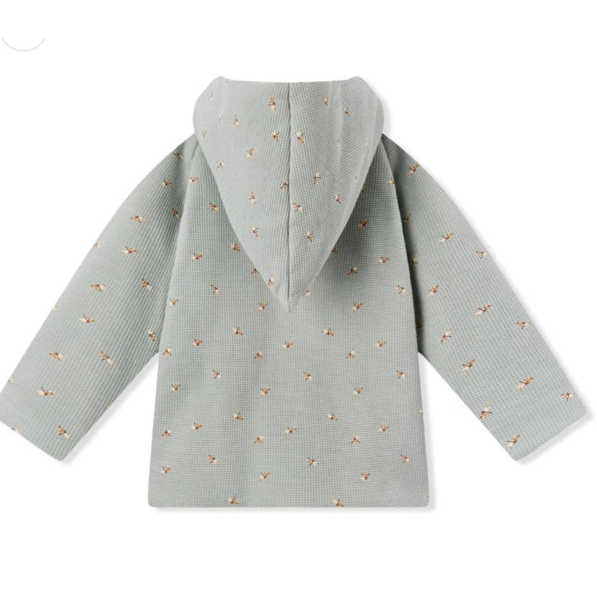 MILKBARN Fox and Dragonfly Reversible Waffle Knit Hooded Jacket NWT 18-24 Months