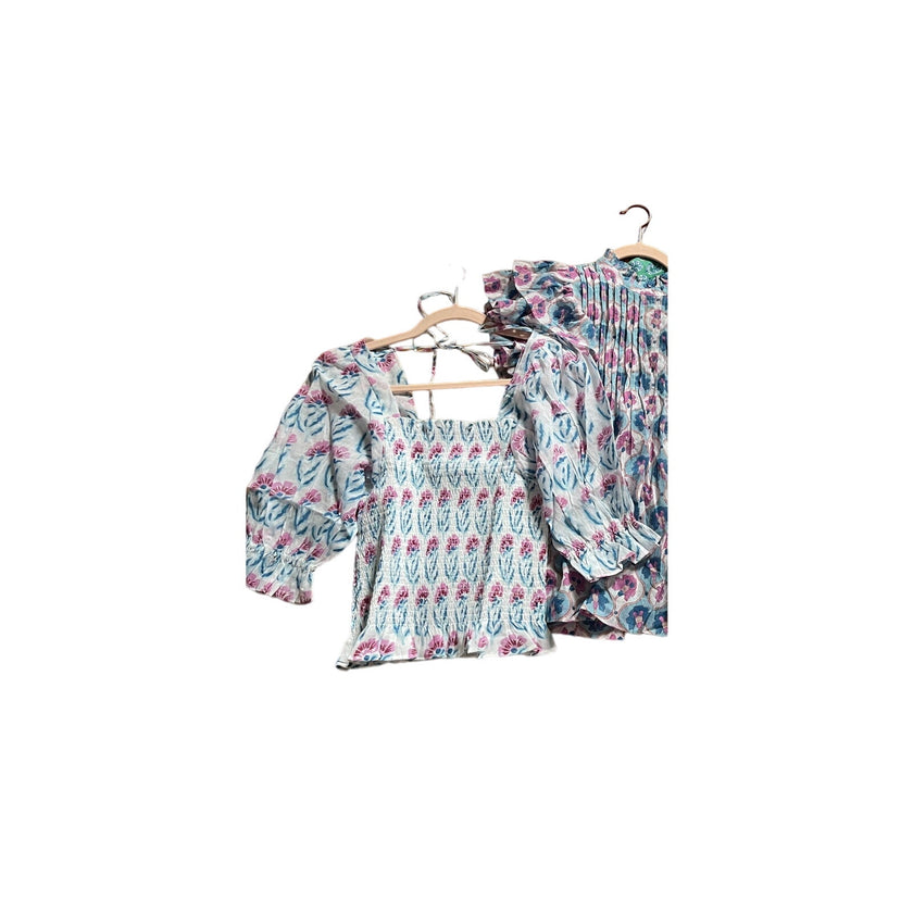 Oliphant Smocked Top, Poppy Blue, NWT
