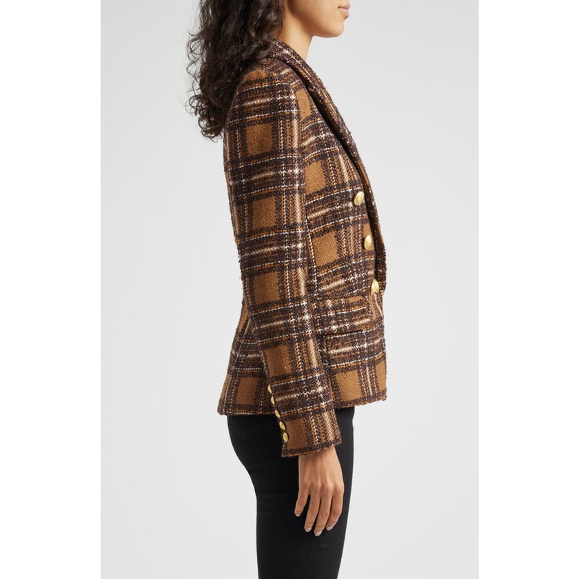 L’AGENCE Kenzie Plaid Tweed Double Breasted Blazer – Size 10– NWT