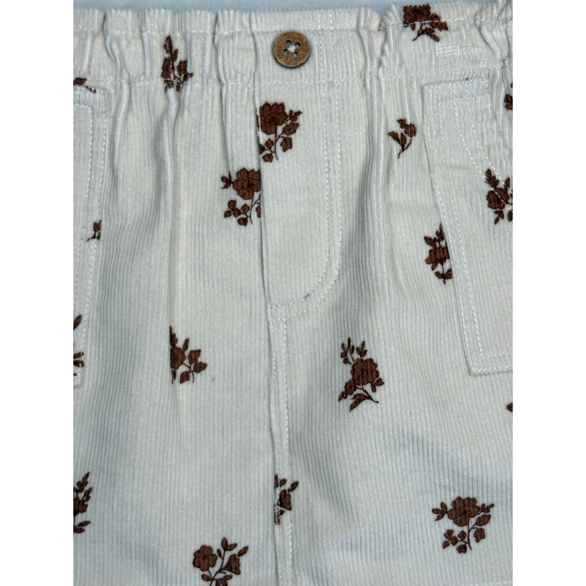 MakeMake Organics, Corduroy Floral Skirt, Cream 2T