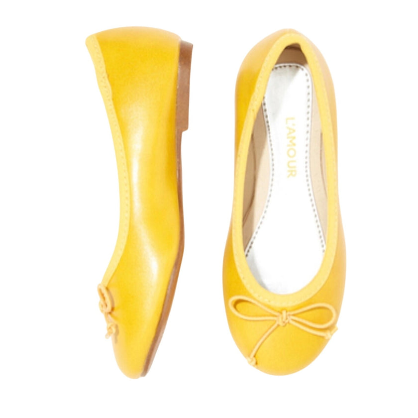 L'Amour Tie Bow Flat, Yellow, NWT, Multiple Sizes Available