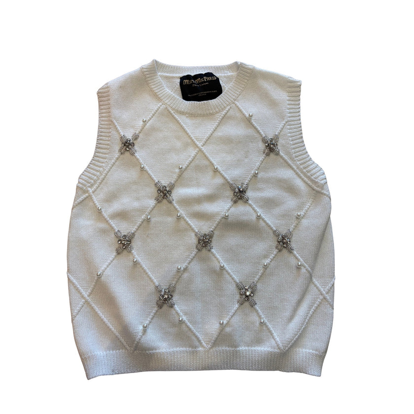 MInime Paris White Beaded Vest Small/Medium