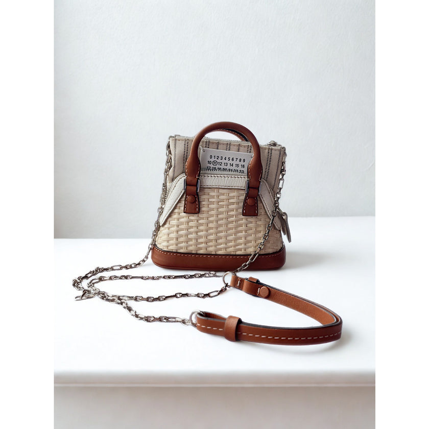 Maison Margiela 5AC Classique Baby Top Handle Bag NWT Raffia White