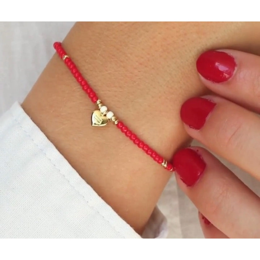 With Love Darling, red Beaded Bracelet, NWT