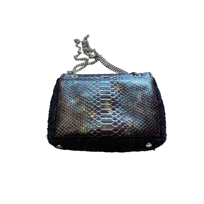 Minime Embossed Leather/ Tweed Medium Sac