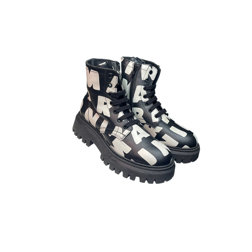 Marni Kids Logo Print Combat Boots NWT size 34