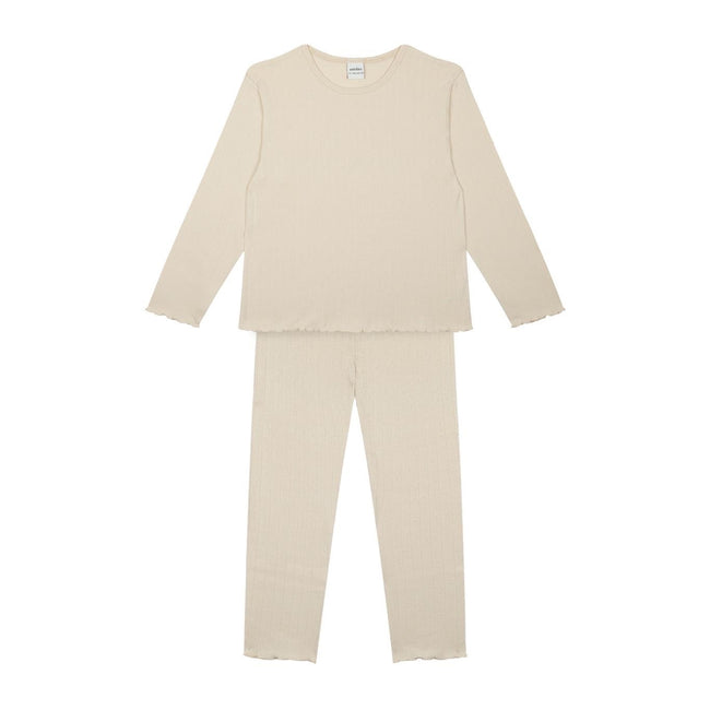 Antebies, Cream Jacquard Long-Sleeve Pajama Set
