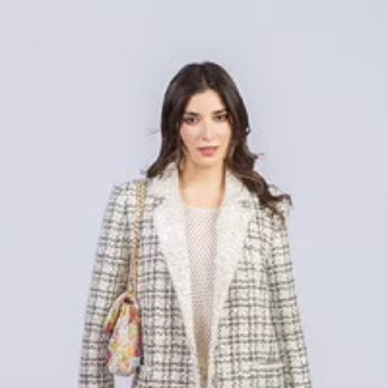 Minime Paris, White Tweed Embellished Collar Blazer