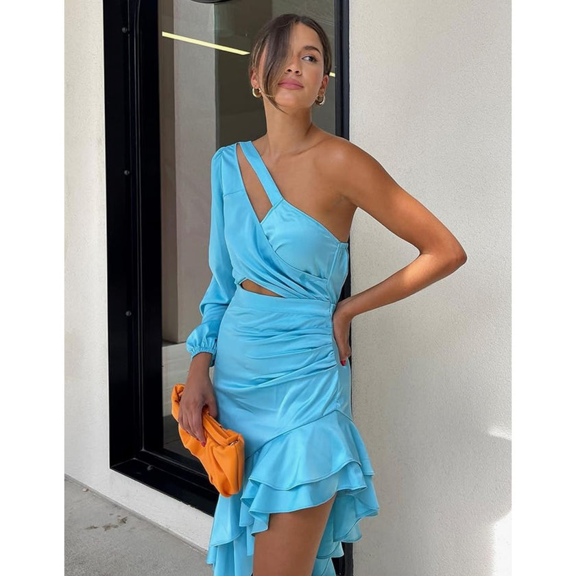 The Drop x Laura Vanessa Lavendula One Shoulder Asymmetrical Dress NWT Large