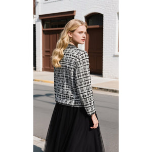 Minime Paris, Black and White Cropped Tweed Blazer NWOT Medium