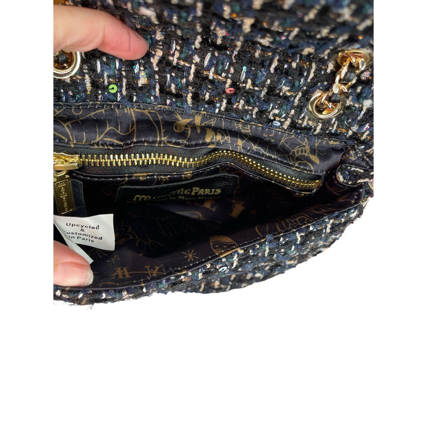 Minime Paris Navy/Gold Tweed XS Sac NWOT