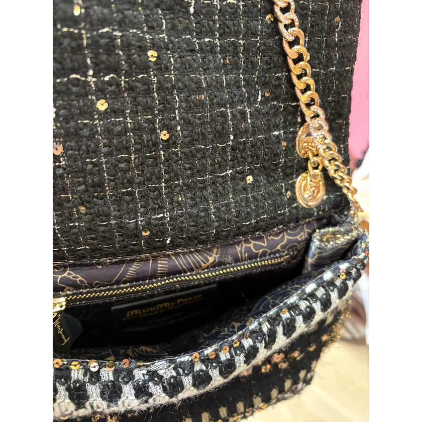 Minime Paris Black/White/Gold Tweed Med Sac